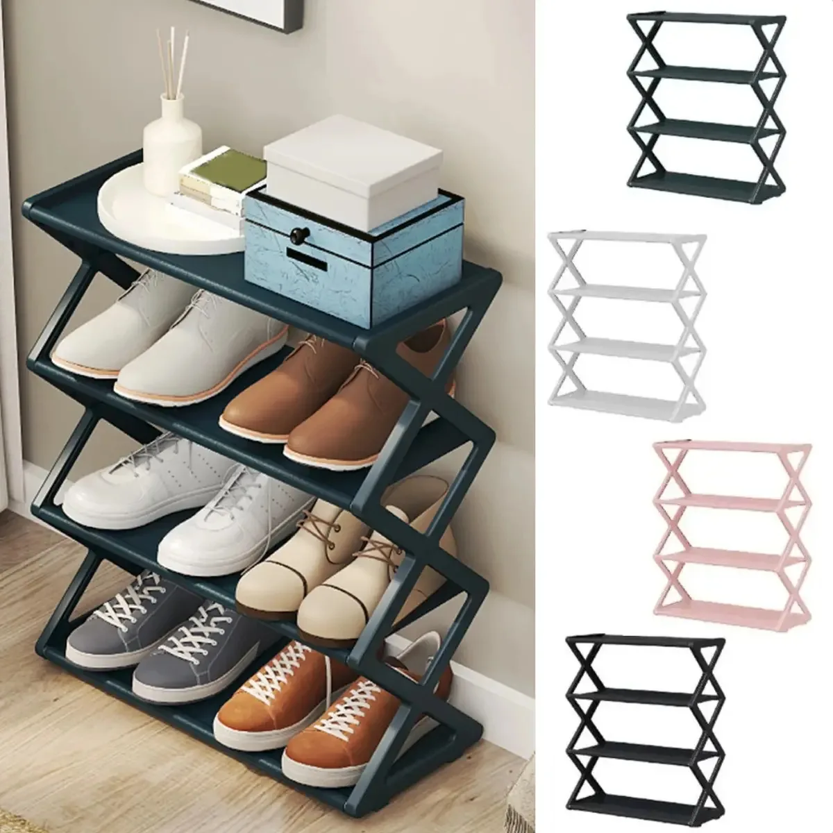 Sapateira Organizador De Sapatos Desmontável Para Calçados Cor Verde-escuro