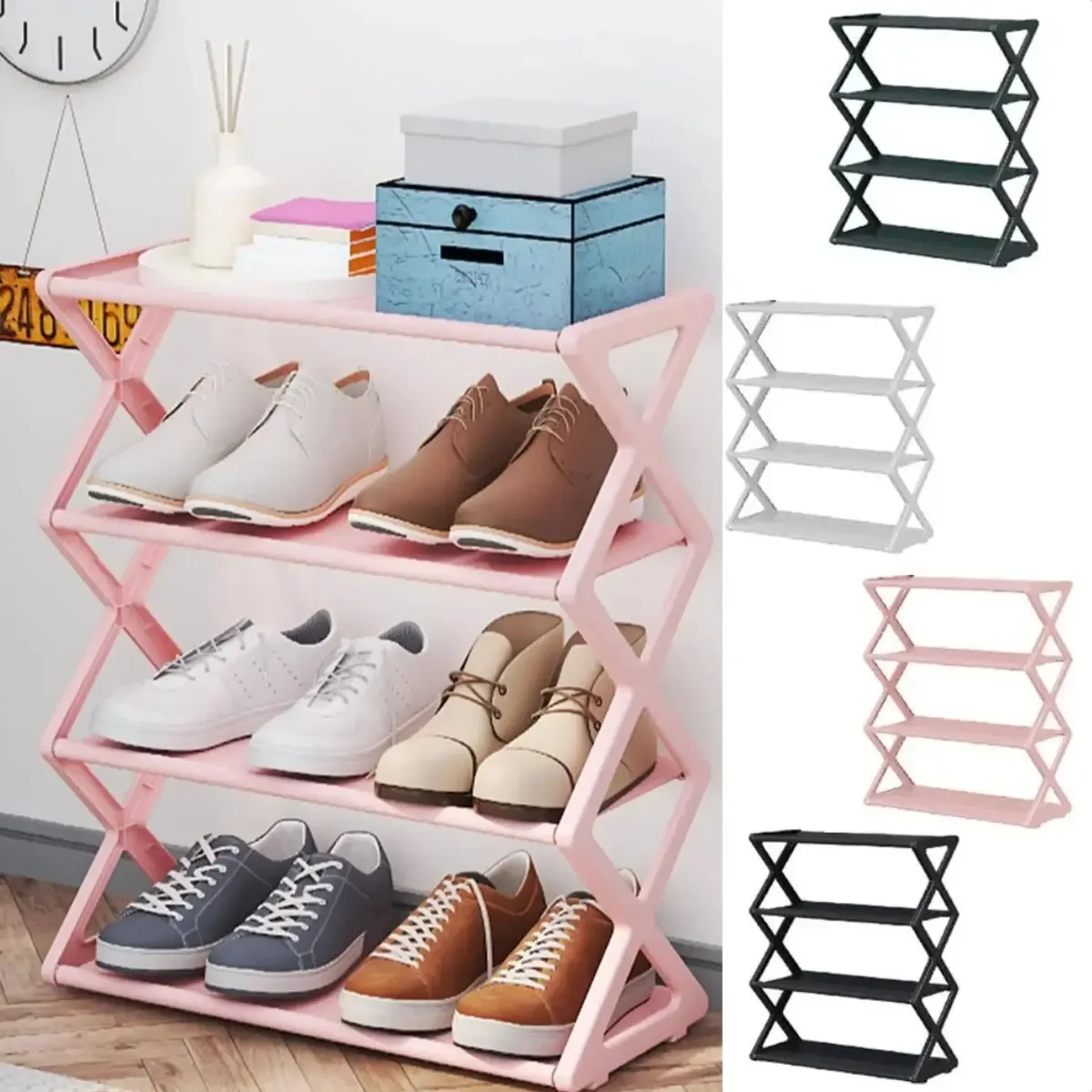 Sapateira Organizador De Sapatos Desmontável Para Calçados Cor Rosa