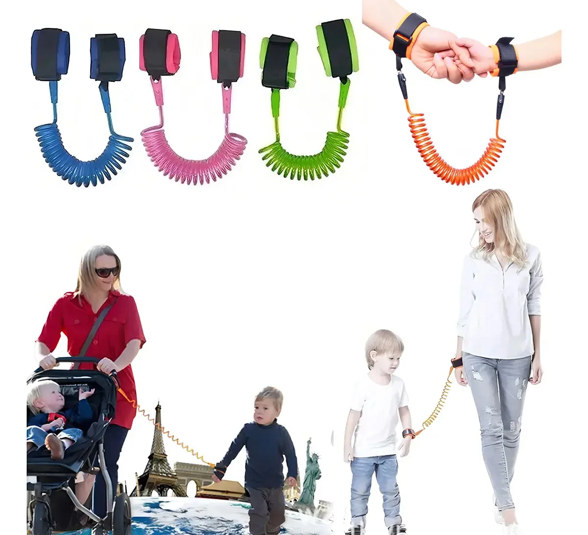 Pulseira Guia Infantil Companhia De Segurança Para Criança Cor Azul