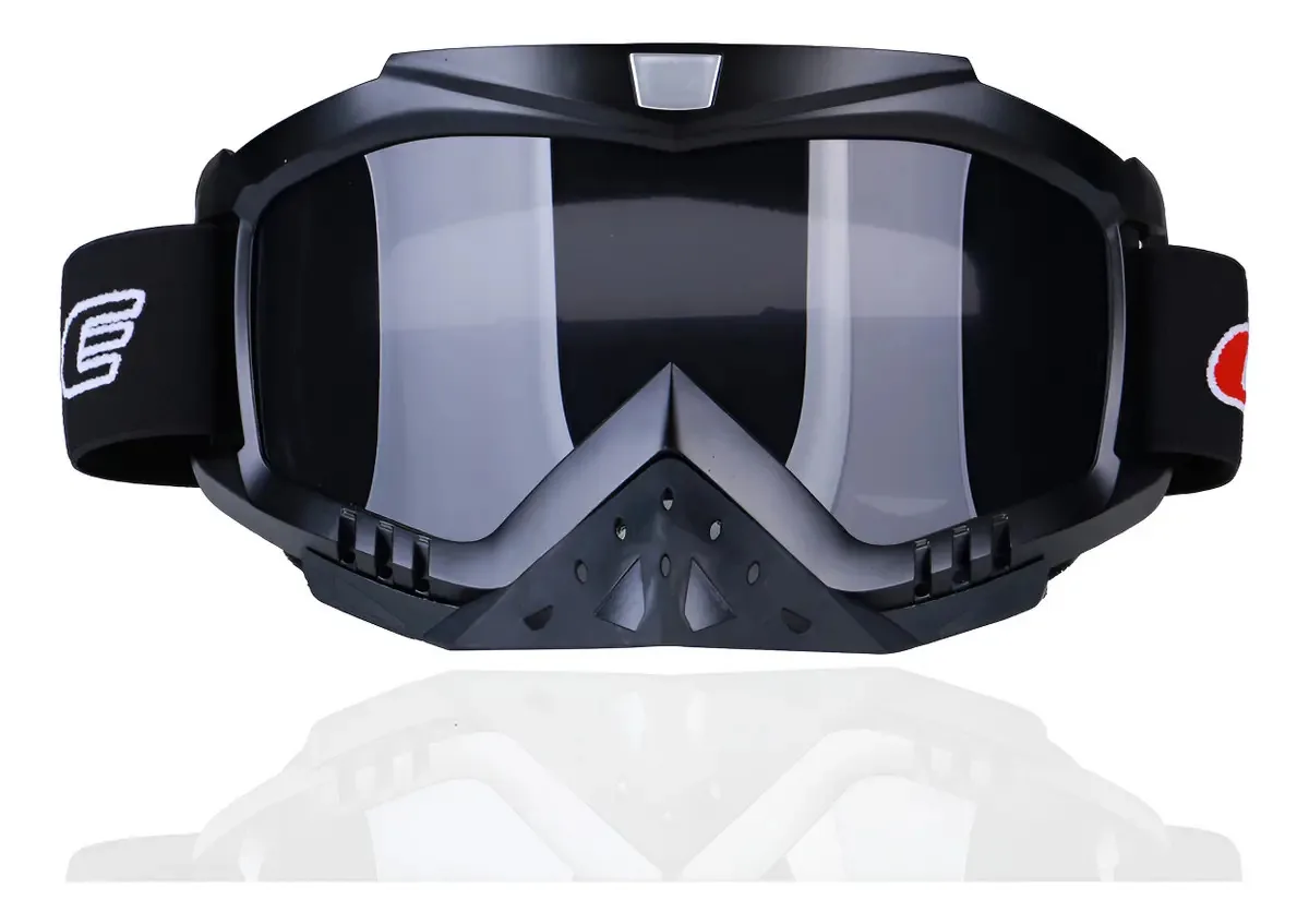 Lentes de vento para motocicletas, lentes para bicicletas sujas, lentes cinza escuro, moldura preta, tamanho único