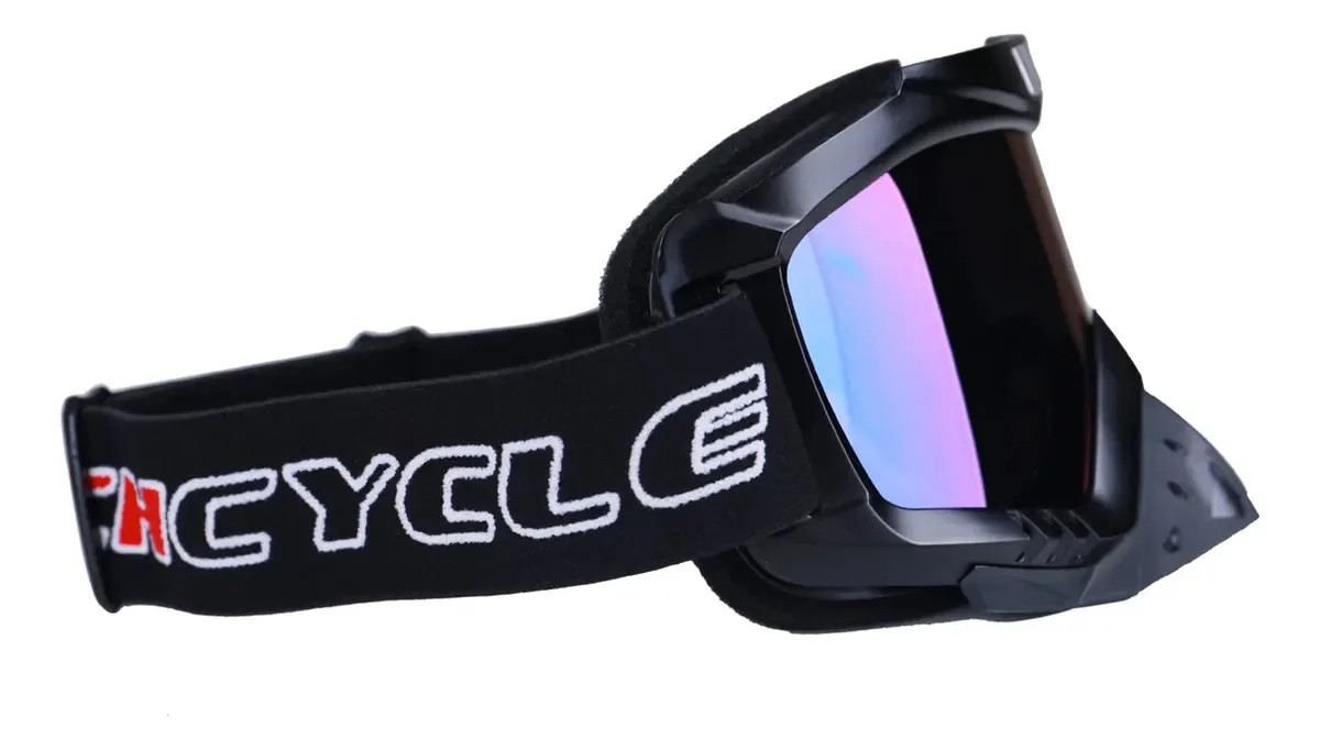 Lentes de vento para motocicletas, lentes para bicicletas sujas, lentes arco-íris, moldura preta, tamanho único
