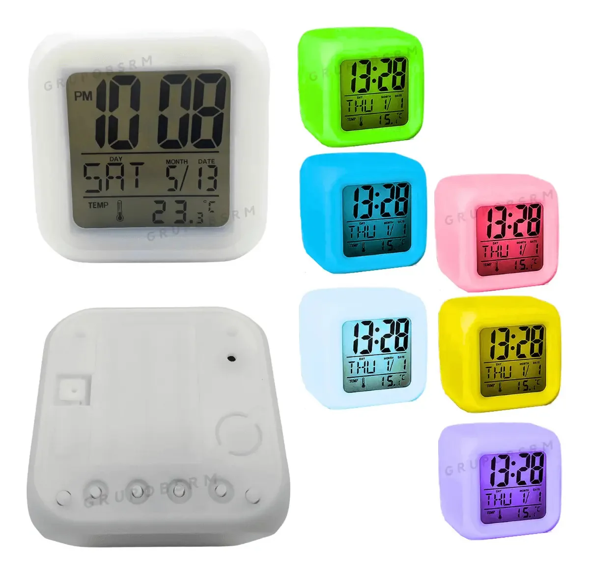 Relogio De Mesa Digital Despertador Led Rgb Despertadores Cor Branco 0