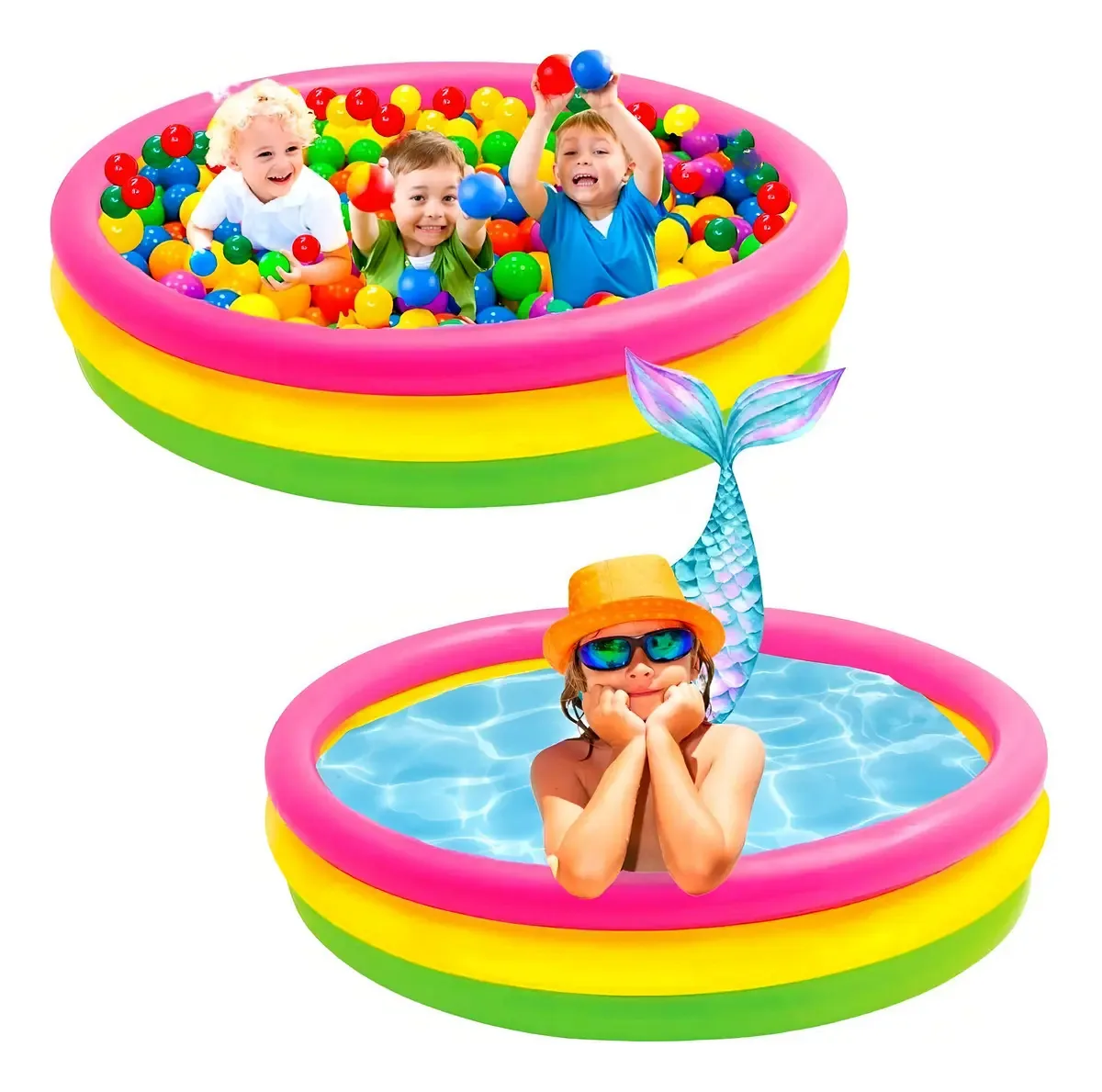 Piscina Circular Fundo Inflável Infantil 150 Calor Colorido