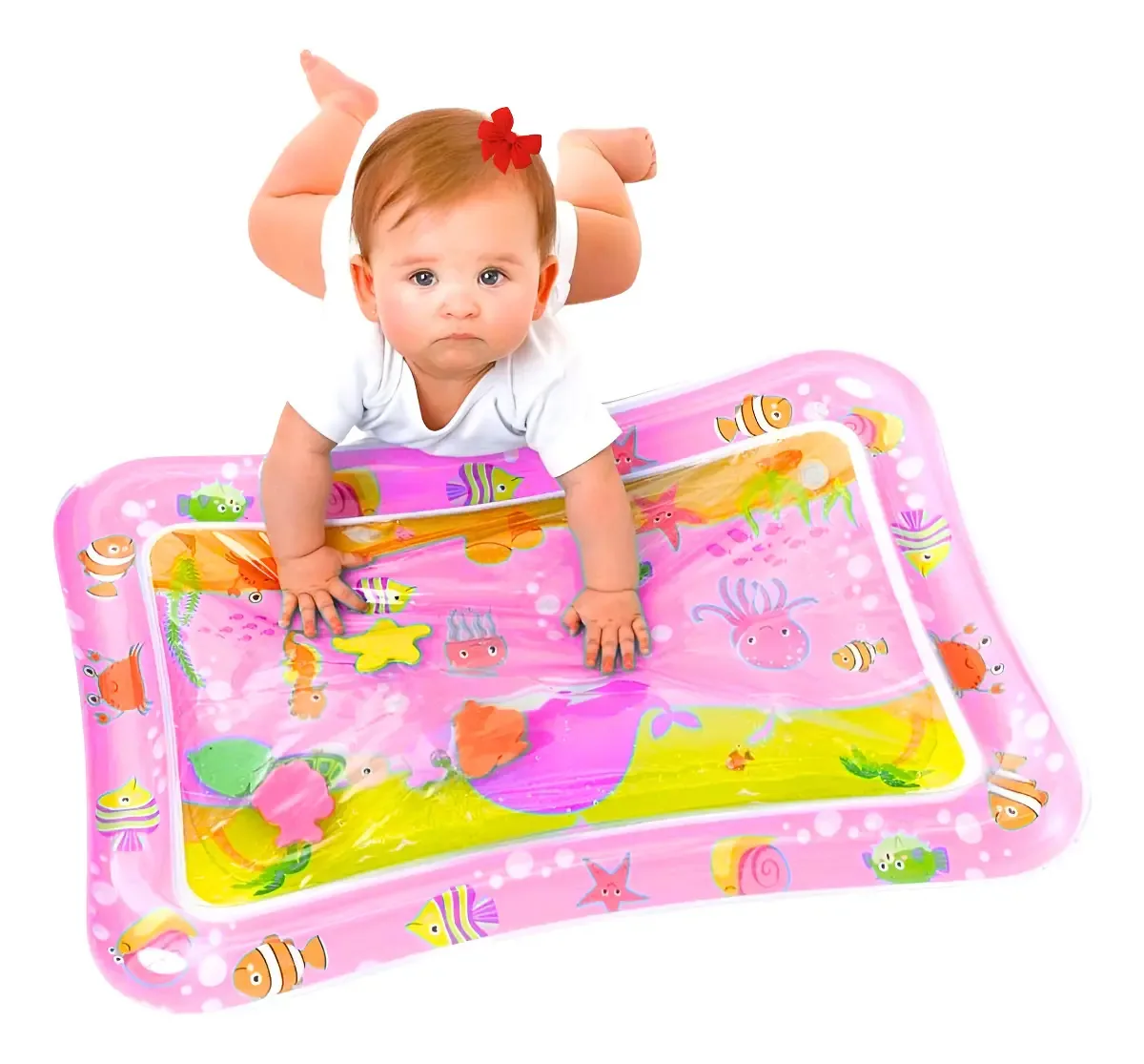 Tapete Atividades Bebe Sensorial Inflavel Almofada Infantil Cor Rosa