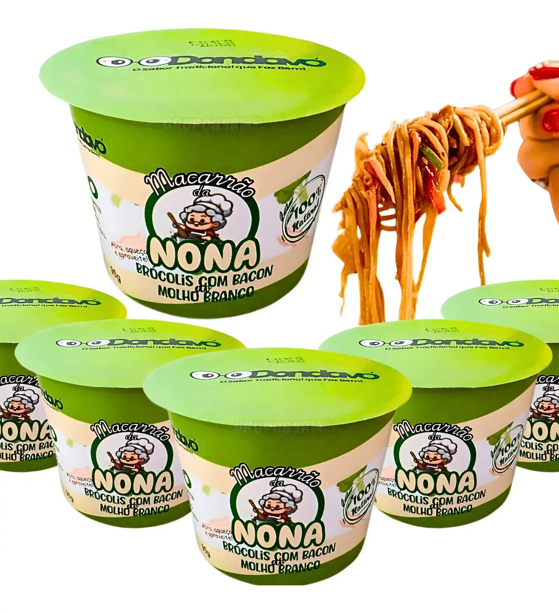 Kit Lamen 6 Sabores Macarrão Saudável Sem Glúten Conservante Sabor Brócolis c/ bacon