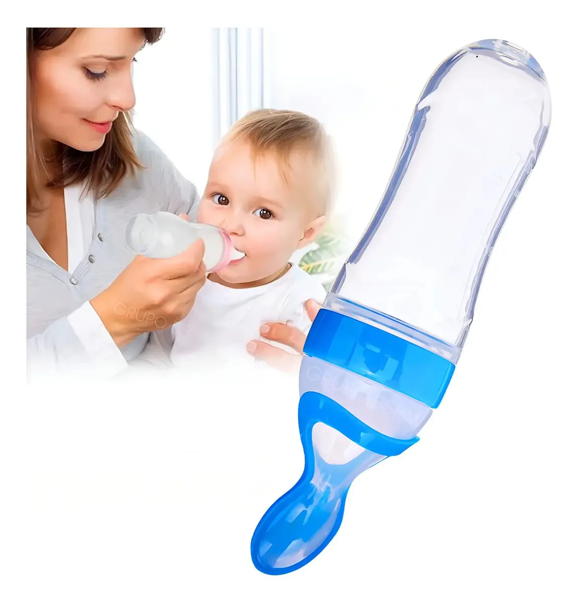 Colher Dosadora Grupo Bsrm Silicone Mamadeira Bico Tampa 90ml Azul