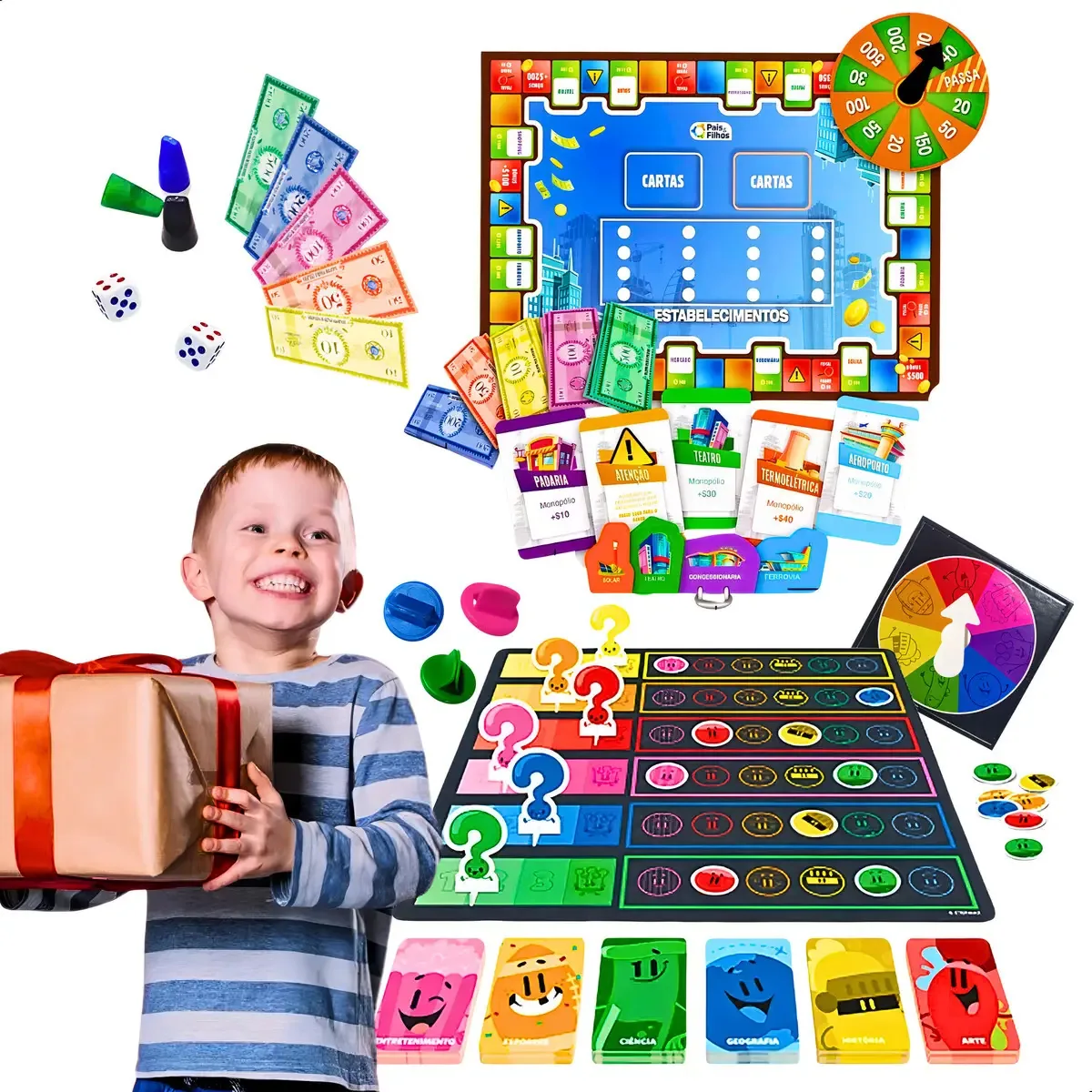 Kit Jogos de Tabuleiro GrupoBSRM Pequeno Empresário e Perguntados Educativo