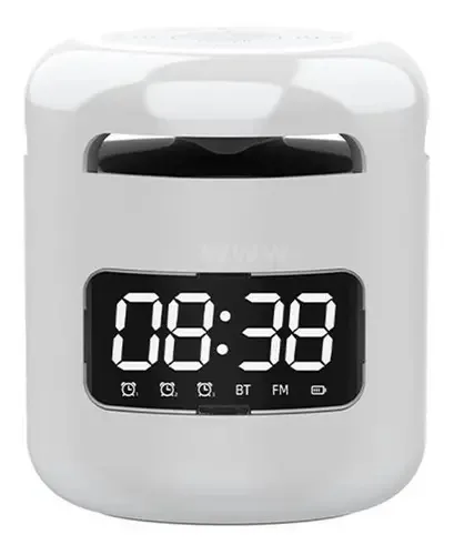 Rádio Relógio Caixinha De Som Fm Bluetooth Despertador Cor Branco