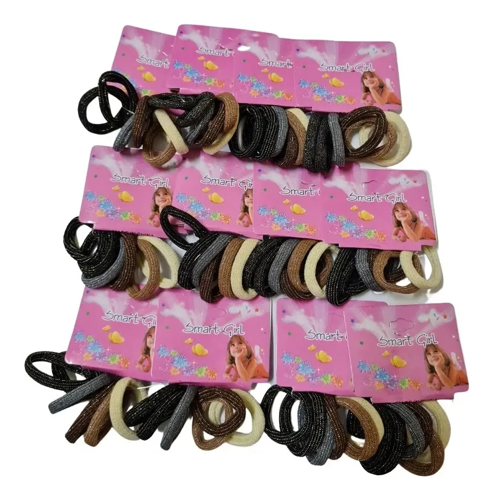 Kit 144 Elásticos Brilhosa Cores Neutra Xuxinha Infantil