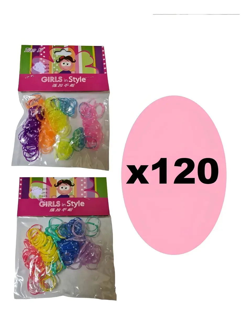 120 Xuxinhas Elásticos De Silicone Colorida Com Bolinha