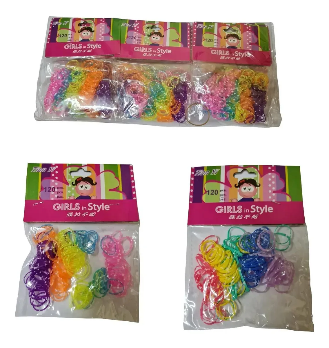 120 Elásticos De Cabelo Silicone Xuxinha Colorida Infantil