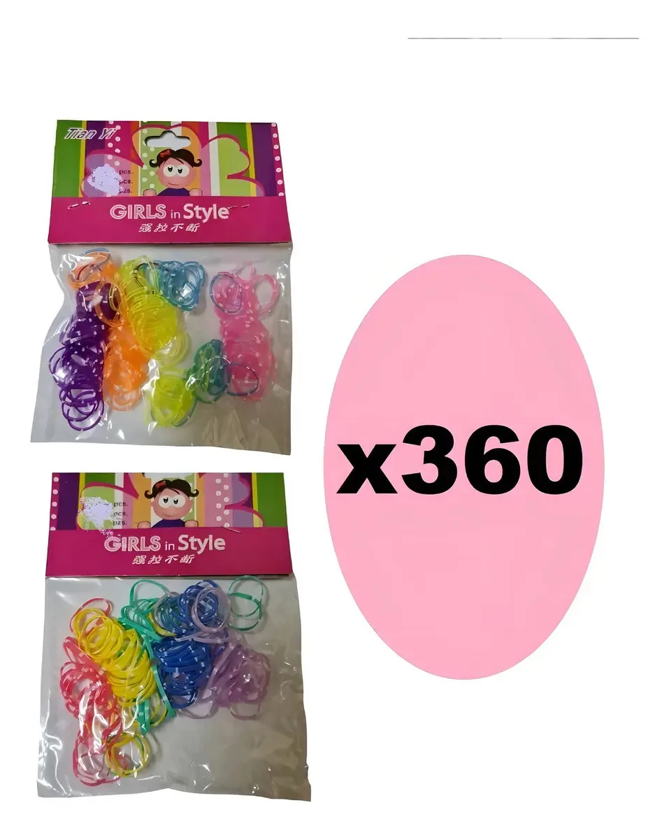 360 Xuxinhas Elásticos De Silicone Colorida Com Bolinha