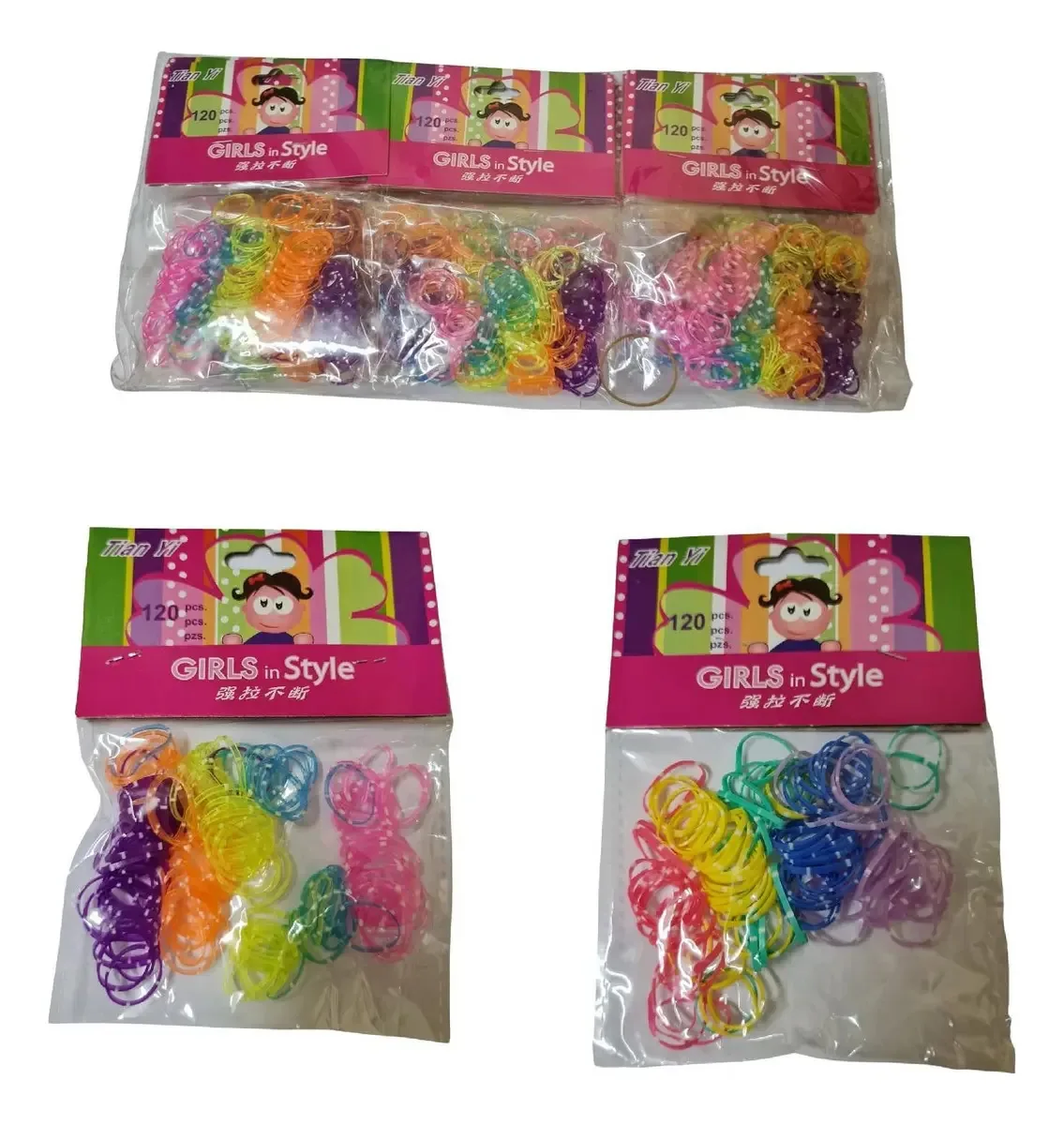 360 Elásticos De Cabelo Silicone Xuxinha Colorida Infantil