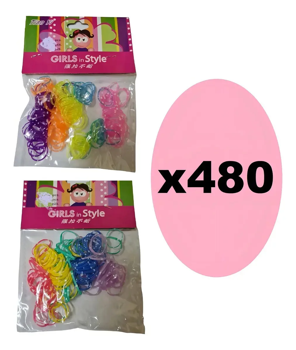 480 Xuxinhas Elásticos De Silicone Colorida Com Bolinha