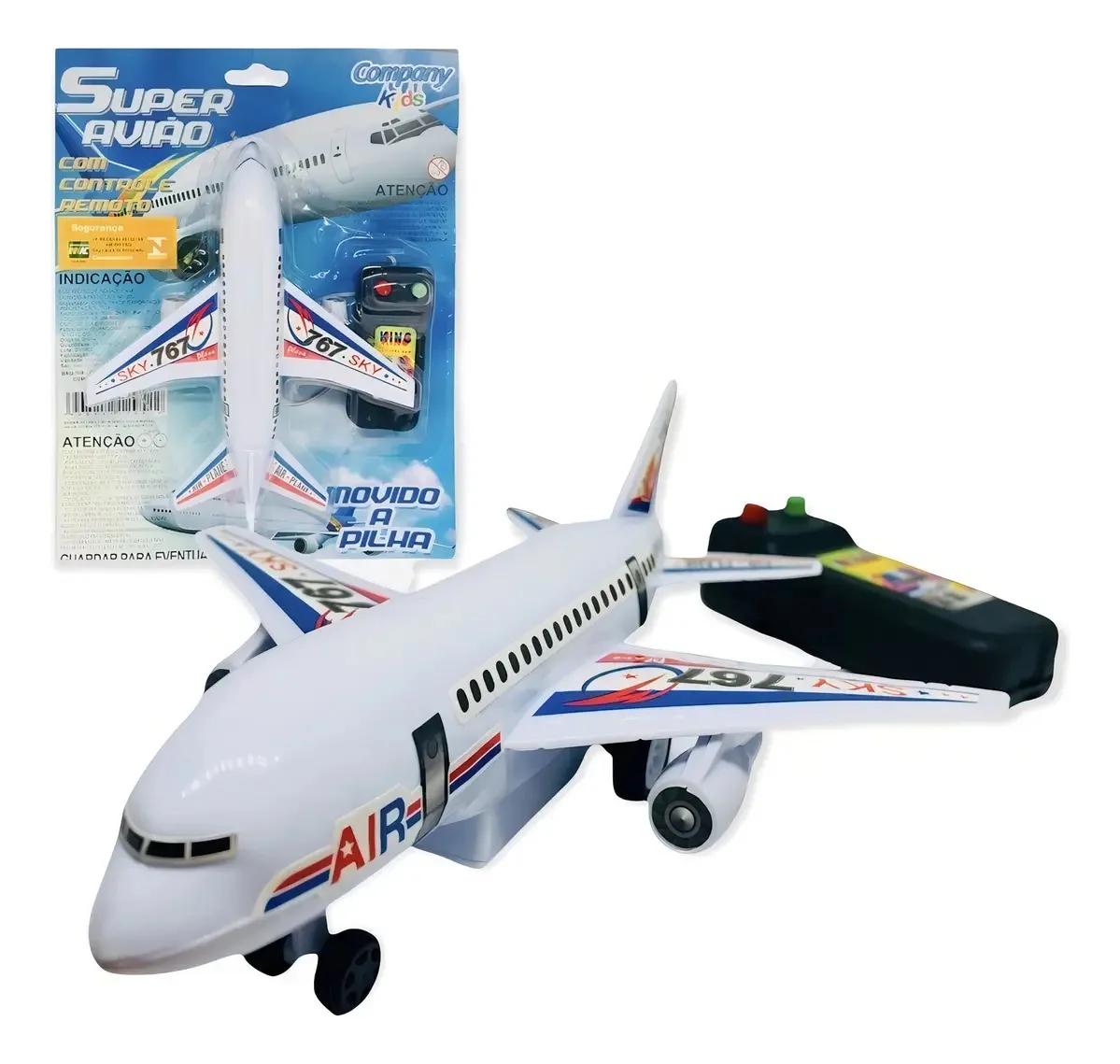 Avião Com Controle Remoto Infantil Brinquedo Cor Branco