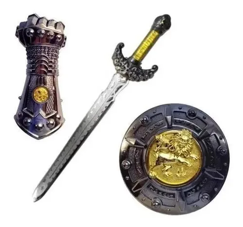 Kit Cavaleiro Medieval Com Escudo, Espada E Luva Infantil