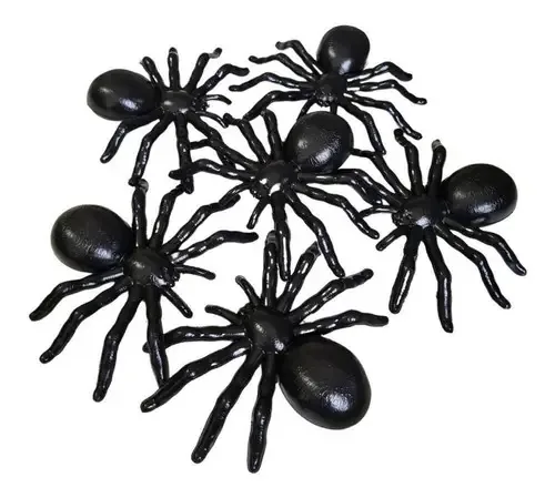 12 Aranhas Plástico Grande Preta Decoração Festa Halloween