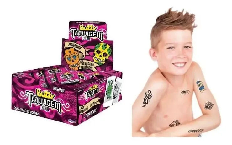 Chiclete Buzzy Tatuagem morango