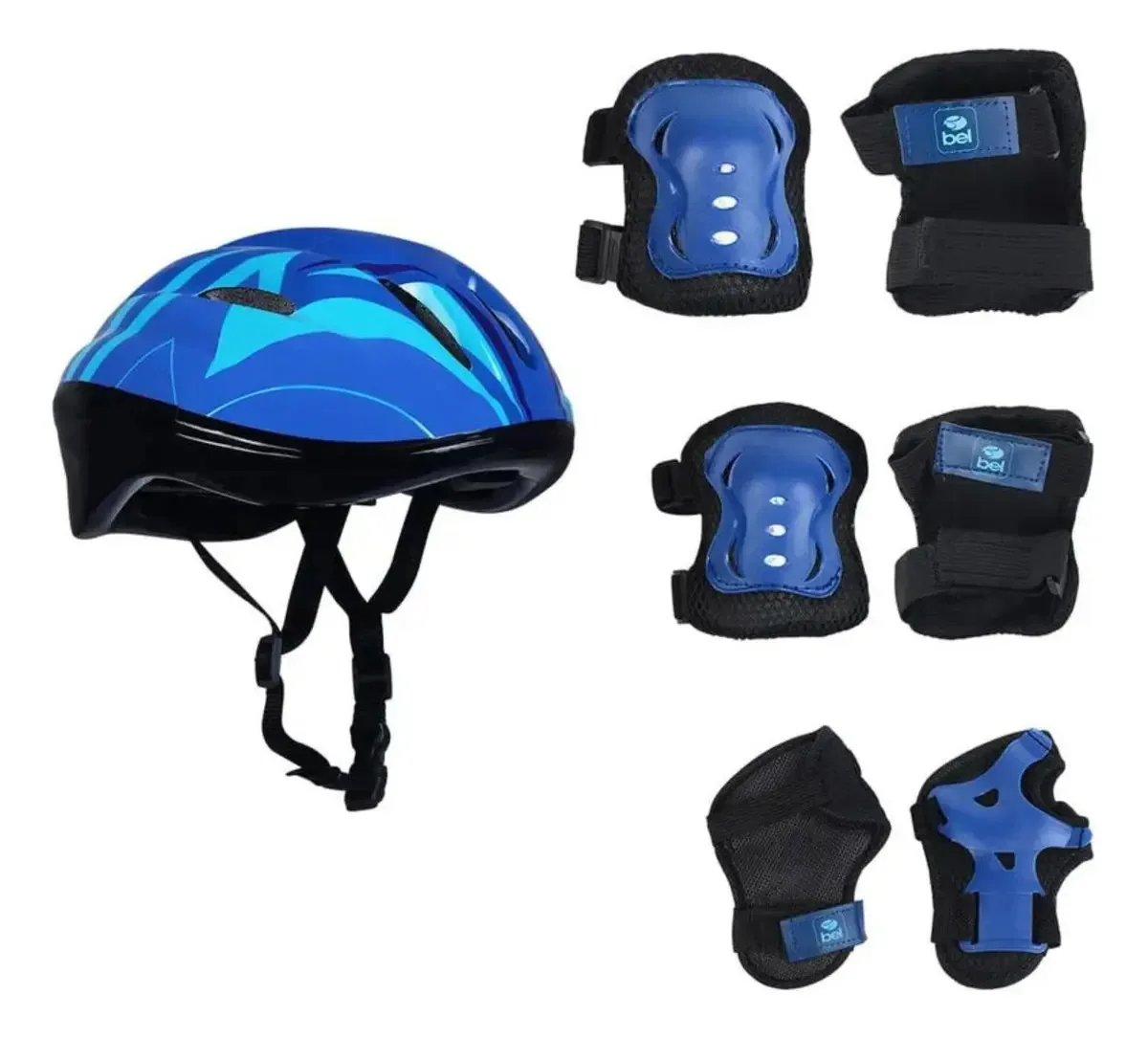Kit Proteção Radical Ajustável Infantil Tam P Completo Bel Azul