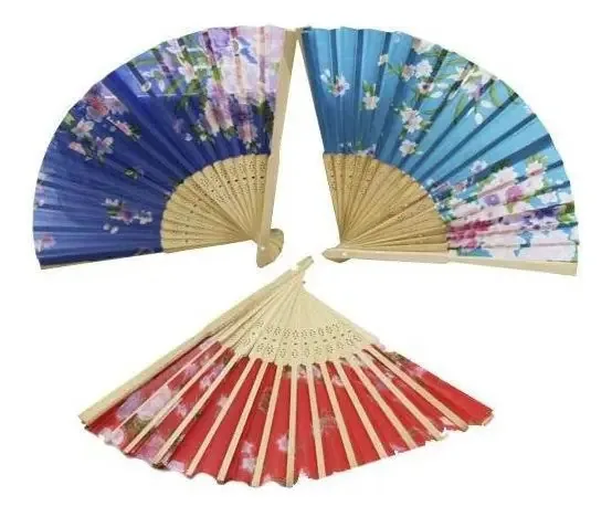 Leque Madeira Japonês Ventilador De Mão Estampado Chique
