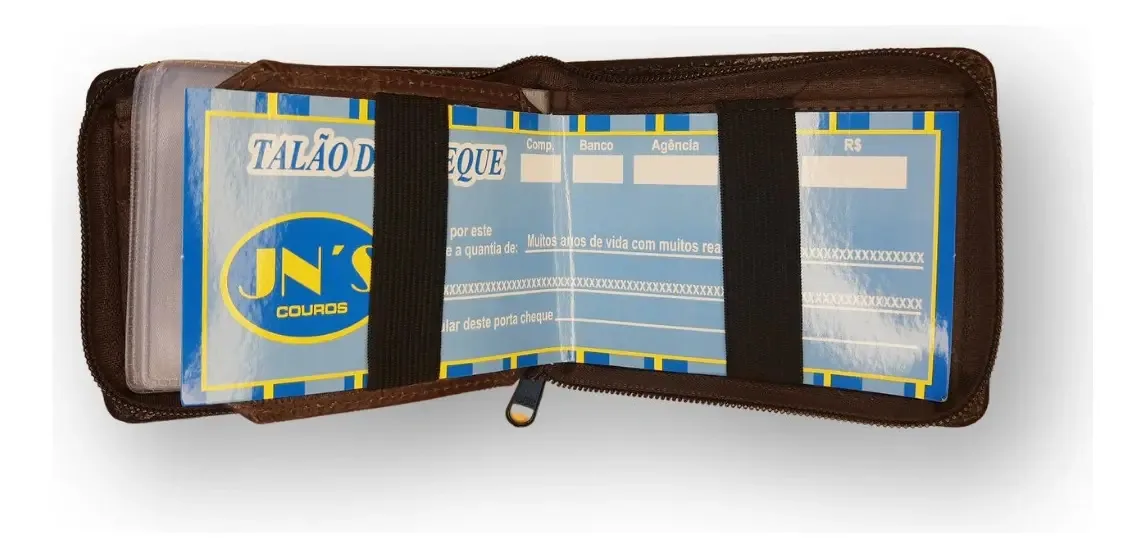 Carteira Masculina De Couro Legitimo Cédulas Cartoes Cheque Cor Marrom