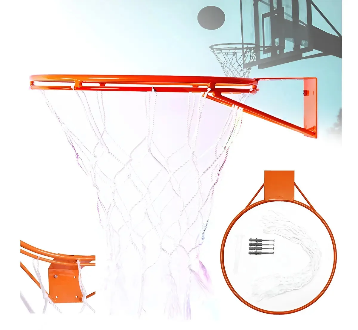Aro Cesta De Basquete Tamanho Oficial 45cm E Rede Chuá - New