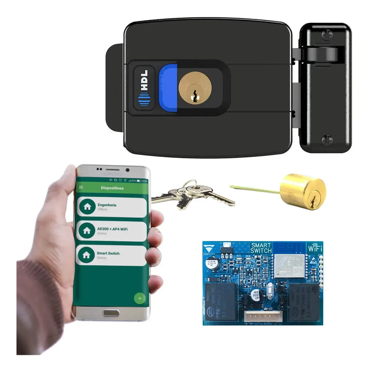 Fechadura Elétrica Hdl Com Wifi Módulo Automação Compatec