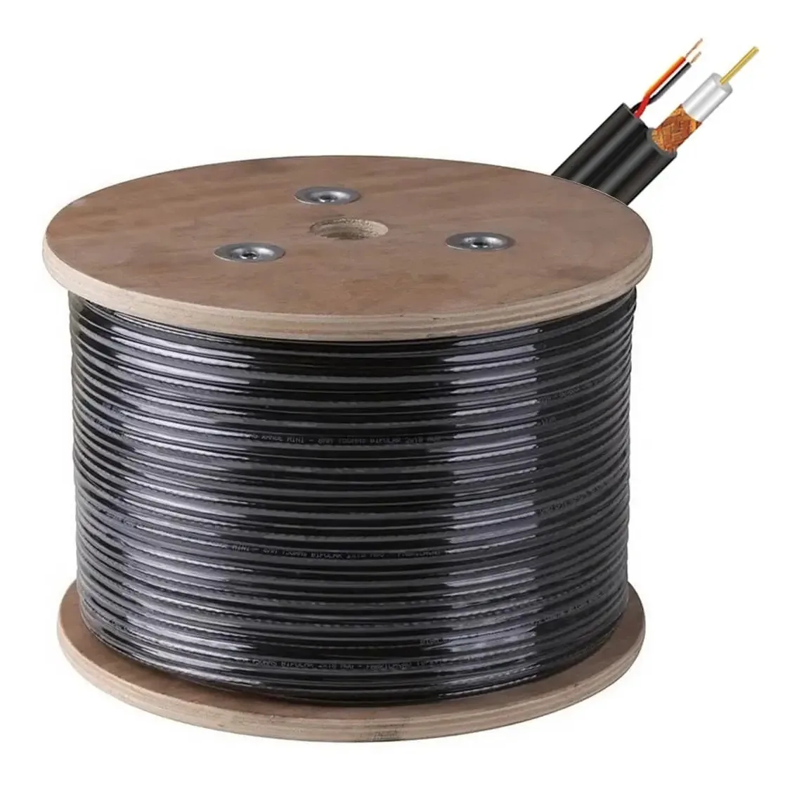 Cabo Coaxial Com Alimentação Blindado Hd 150m Cobre Puro Cor Preto