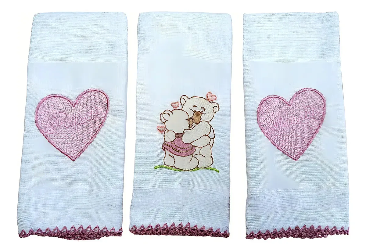 Kit Fraldas De Boca Ursinhos Rosa - Paraíso Infantil