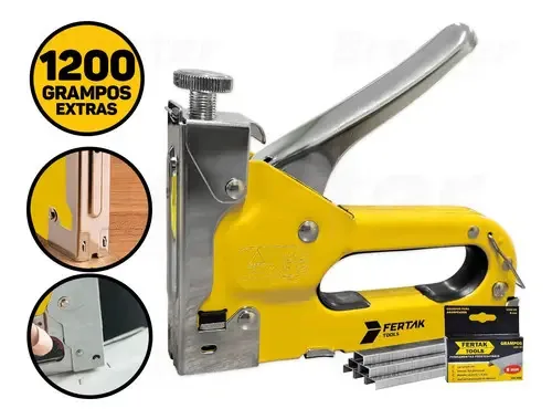 Grampeador Profissional P/ Madeira Tapeçaria + 1200 Grampos