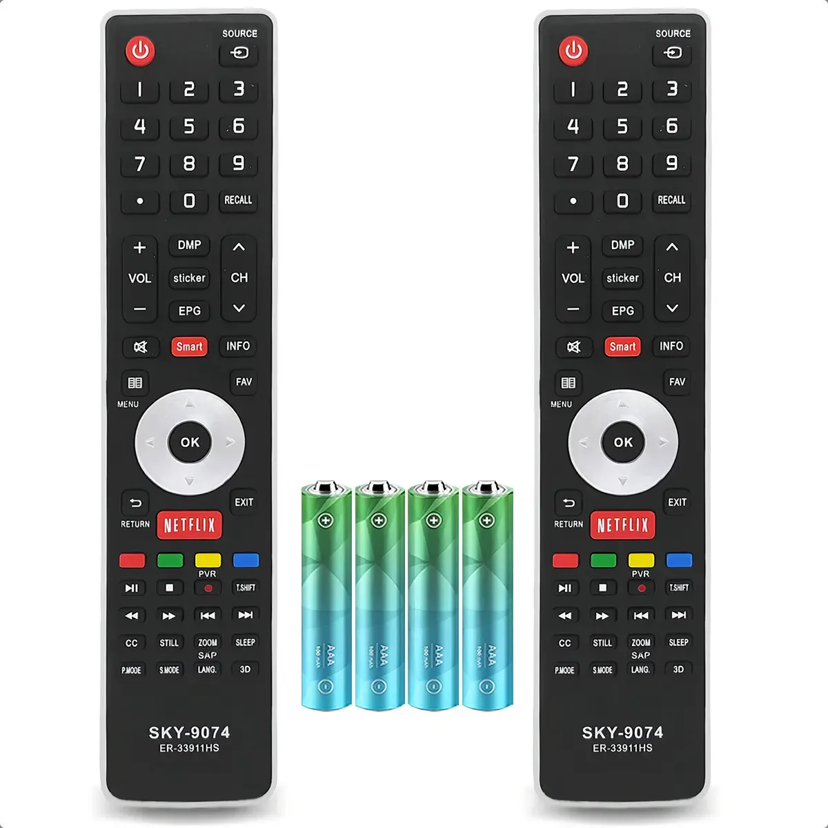 Kit 2 Controles Remotos Sky Preto Smart para TV Hisense ER-33911HS