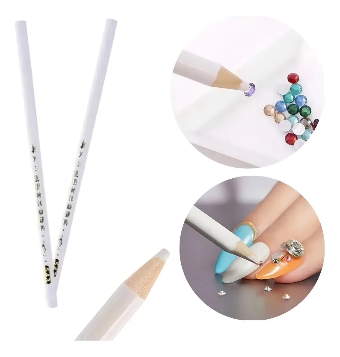 Kit Strass Redondo Prata para Unhas com 1441 Peças e Lápis Upbel