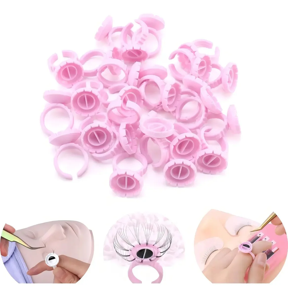 Anel Batoque Formato Flor Fan Para Cilios Extensão Kit