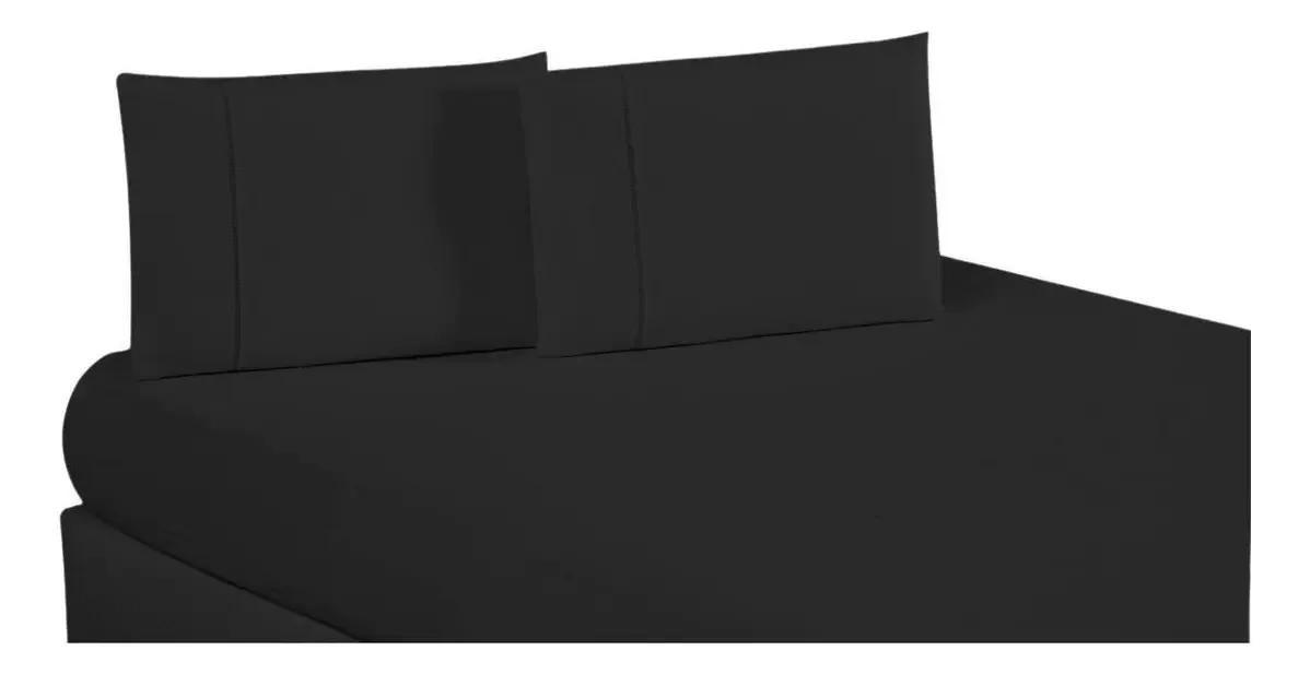Jogo Cama 2 Peças Elástico Solteiro Liso Preto - Flobelle