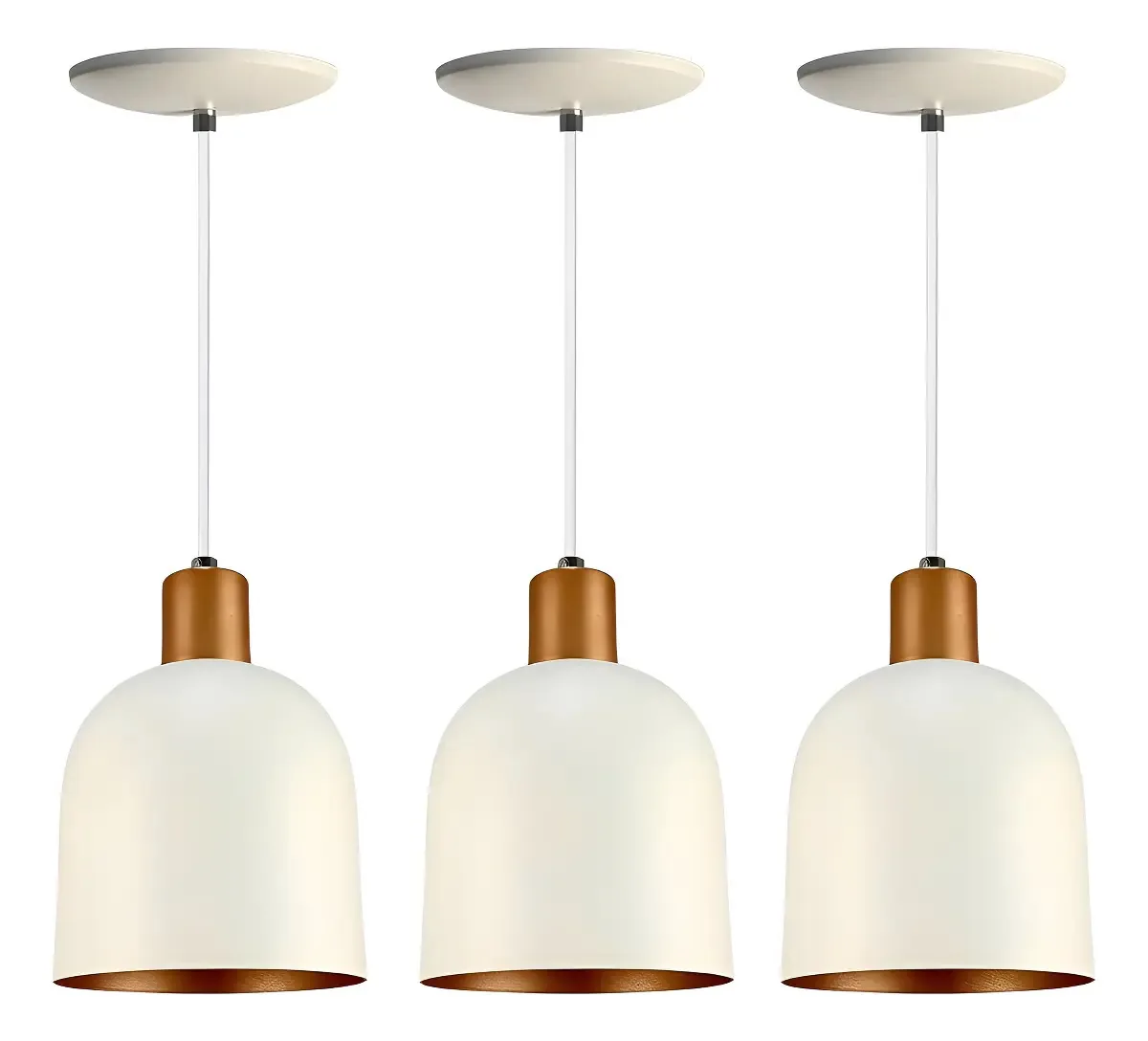 Kit 3 Pendente Lustre Luminária Open Em Alumínio Branco