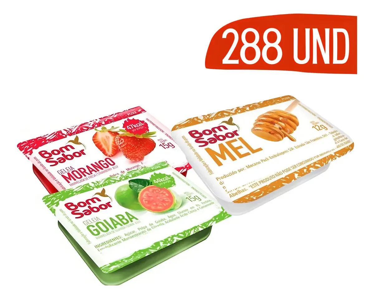 Geleia Morango/goiaba + Mel Blister Bom Sabor - 288 Und