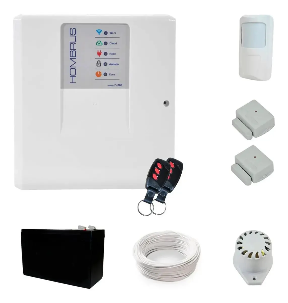 Kit Alarme Wi-Fi Hombrus 3 Sensores Sem Fio com Aplicativo Celular