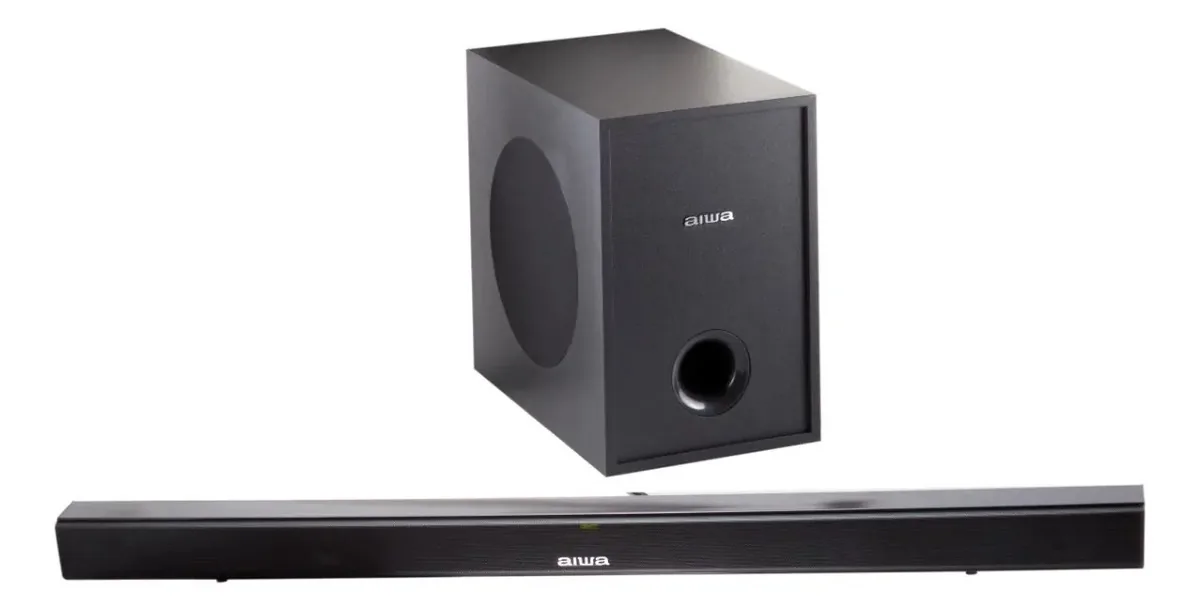 Alto-falante de subwoofer Aiwa SB-006ld Soundbar +barra de som preta