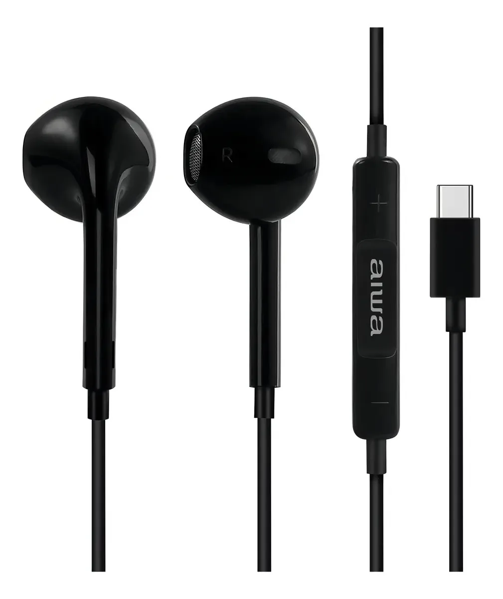 Fones de ouvido viva-voz pretos Aiwa AW-TC113n Type-c