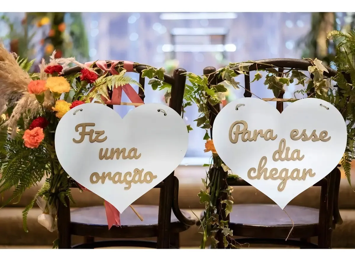 Par De Placas P/ Cadeira Dos Noivos Decoração Arte E Decore