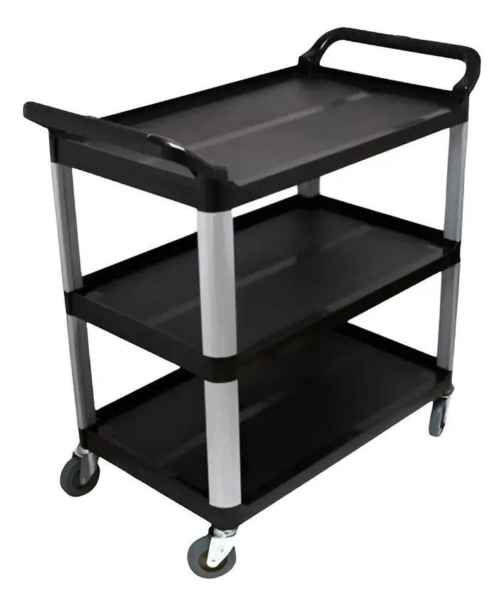 Carrinho multiuso Luster Black 3 bandejas de plástico reforçado