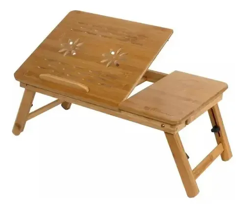 Mesa portátil dobrável, notebook, notebook, marrom claro, porta-copos, cama