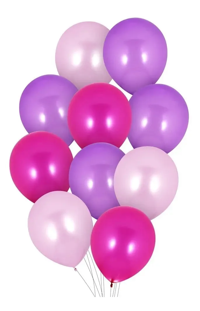 Balões variados Palms, rosa perolado e roxo, 10 unidades