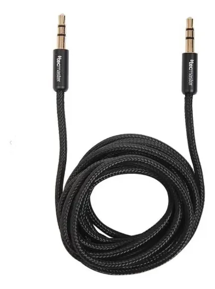 Cabo auxiliar de áudio de 3,5 mm 1,8 Mts têxtil preto