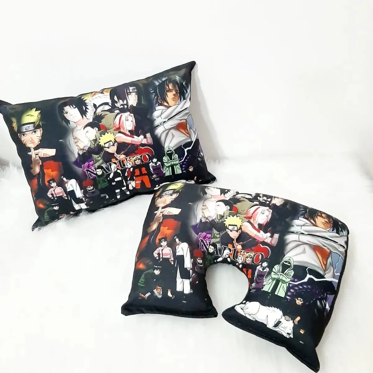 Kit Almofadas Art Personalize Naruto Algodão Preto Decorativo Personalizado