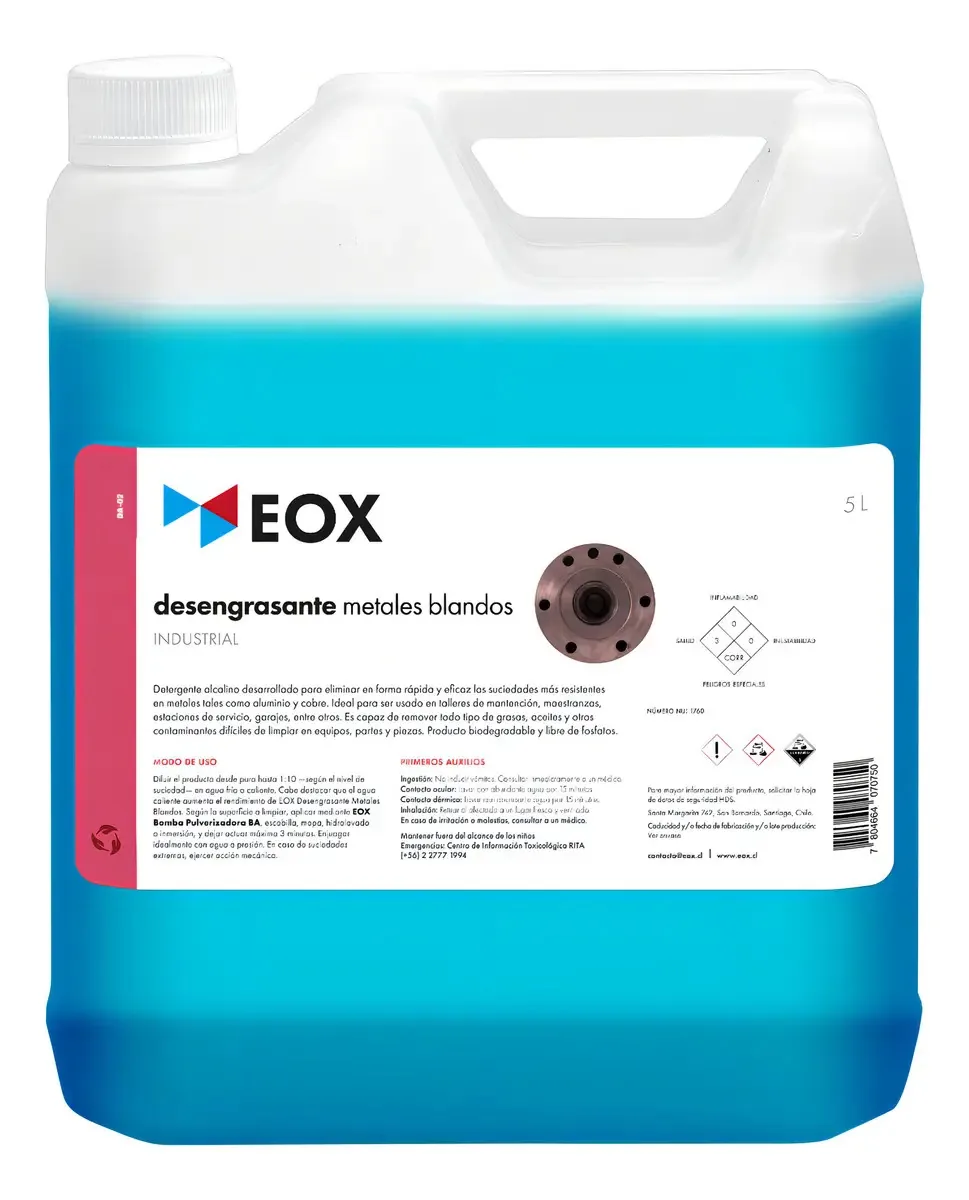 Desengordurante concentrado Eox para metais macios 5 litros