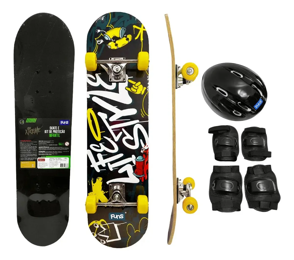Skate Radical Completo Montado 50kg + Kit Proteção