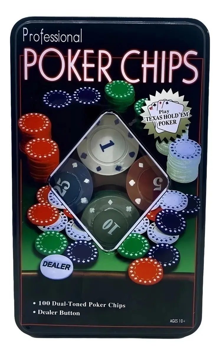 Kit Poker Las Vegas 100 Fichas Com Lata E Ficha Dealer Texas Hold'em