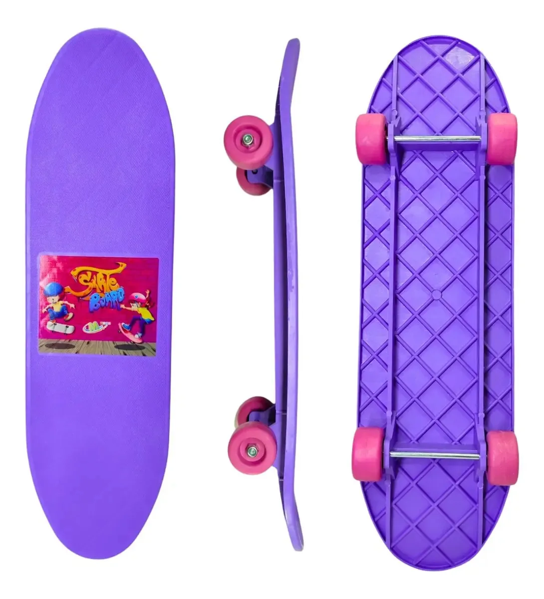 Skate Mini Cruiser Infantil Iniciante Montado Colorido Top * Cor Lilás