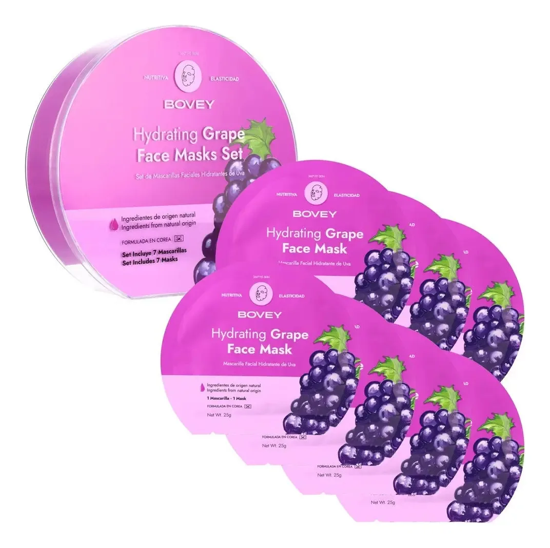Conjunto de Máscaras Faciais Hidratantes de Uva
